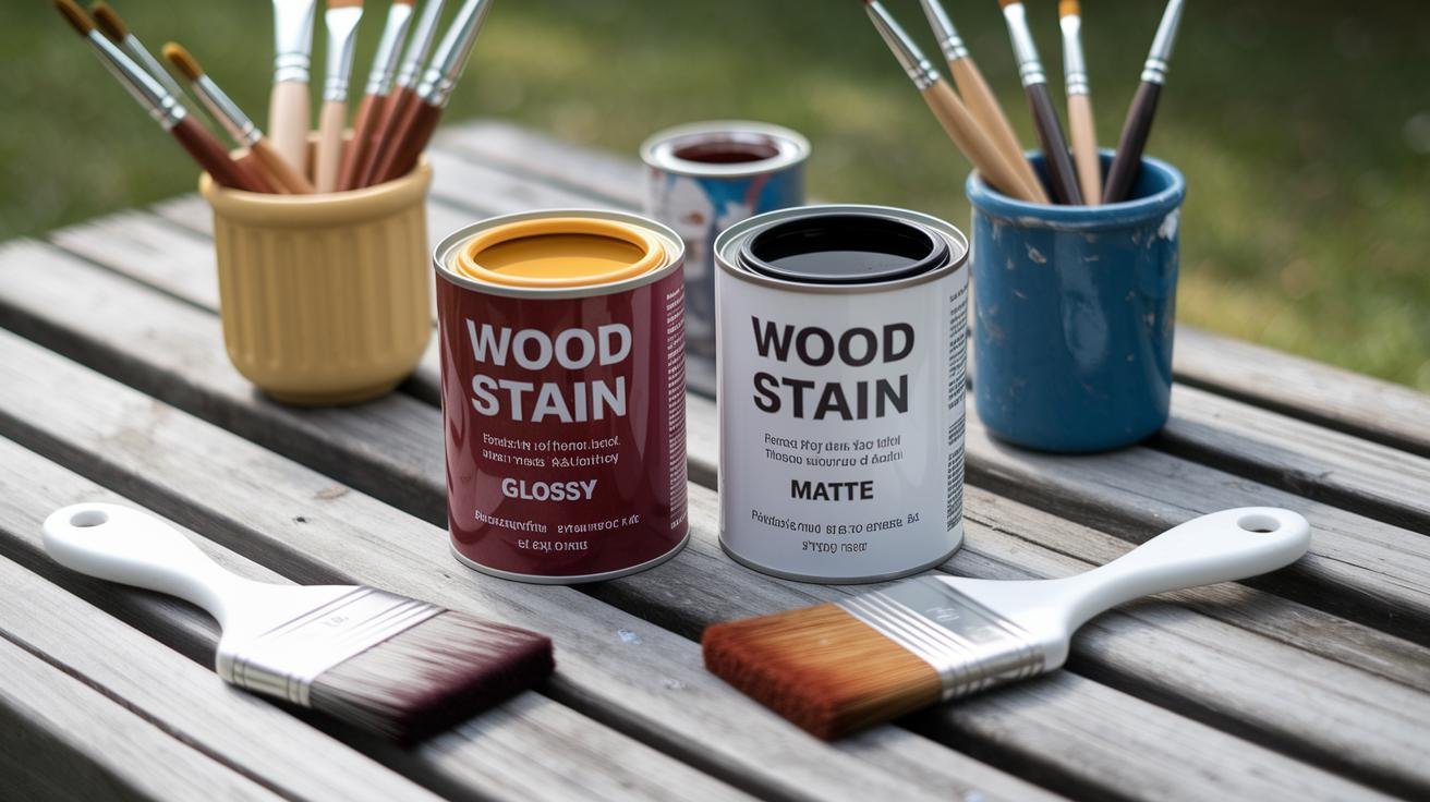 Brushing exterior wood stain onto the legs of a DIY hammock stand for weatherproofing