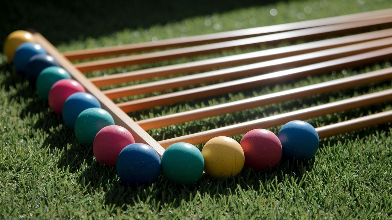 Calendar showing year-round croquet set maintenance tasks for spring, summer, fall, and winter